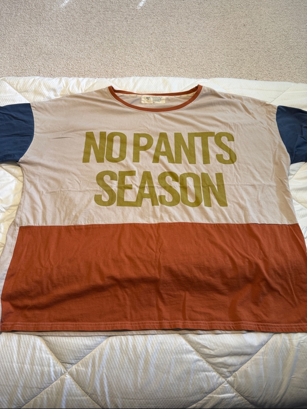 Minimalist Folk co. No pants season oversized tee womens xl colorblock dopamine